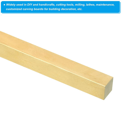 PATIKIL 3/8 x 3/8 x 8" H59 Brass Square Bar, Solid Flat Mill Stock for Crafting and Decoration