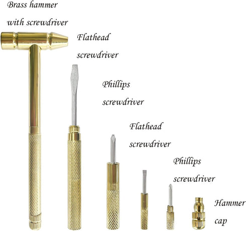 Floral Hammer & Screwdriver - 6 in 1 Multitool Hammer Set with Mini Hammers for Hand Tools (Blue, Gold).