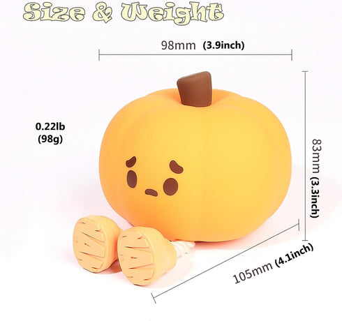 Adorable Rechargeable Pumpkin Night Light for Kids' Nursery - Soft Silicone Bedside Lamp