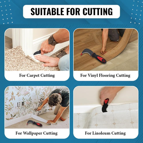 ZY325 2PCS Tools Flooring Linoleum Knife with SK-5 Carbon Steel Blade and Soft Rubber Handle for Cutting (2)