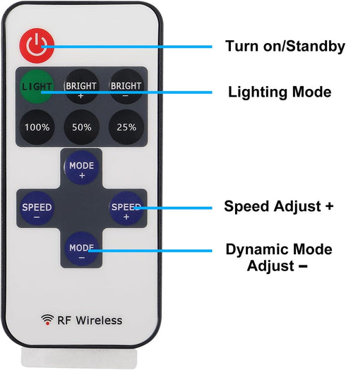 ACEIRMC 4pcs 11 5-24 3528 5050 Dimmer (11 RF Mini Wireless Remote Controller Key with DC V for Single Color LED Strip