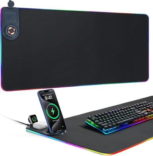 ELUTENG Mouse Pad with Phone Holder 4in1 Wireless Charging Desk Mat RGB Ultra-Smooth