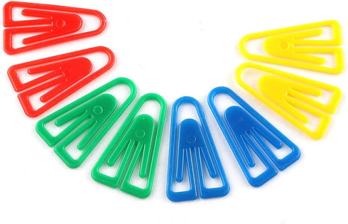 E-outstanding 200pcs Plastic Paper Clips 35mm Long Mixed Color Triangle Clips by E-outstanding