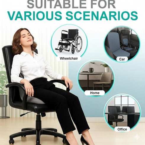 Tailbone, Ergonomic L-Shaped Memory Foam Seat Cushion with Lumbar Support, Designed to Help Relieve Coccyx & Lower Back