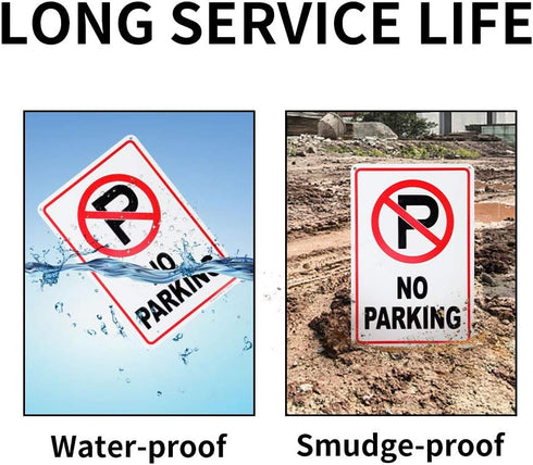 3 Pack No Parking Sign, 10"x 7", .04" Aluminum, Rust Free, UV Protected, Weatherproof