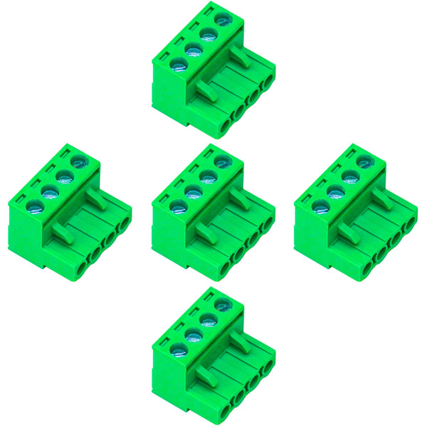 5 Pcs 5.08mm 4 Pin Phoenix Type Connector Green PCB Screw Terminal Block, 4 Pole