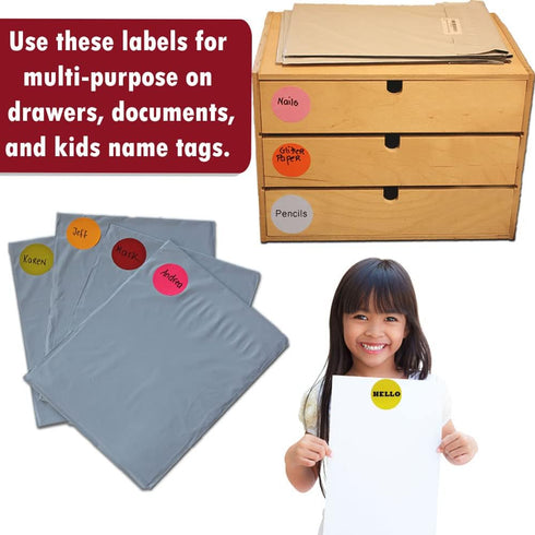 Royal Green Round 2" Grey Sticker Dot Labels, Permanent Adhesive Circle Stickers - 72 Pack