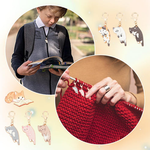 WEBEEDY 12 Pieces Enamel Badge Reel Charm - 6 Colors Cat Animal Badge Holder Charms for ID Card