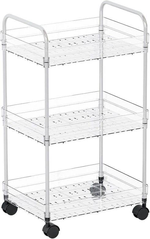 Yieach 3 Tiered Rolling Utility Cart on Wheels with Handle,Modern Design Storage Cart