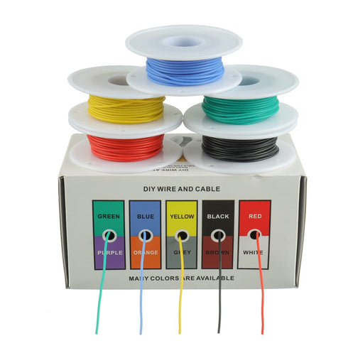 BOJACK 28 AWG Flexible Silicone Wire Electric Wire Hook Up Wire Kit, 300V Cables with Heat Shrink Tubings