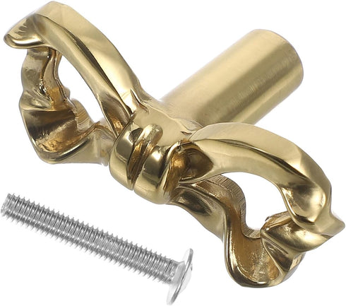 RUNROTOO Brass Bow Drawer Pull Handle 40x20x25mm Hollow Vintage Cabinet Knob for Dresser