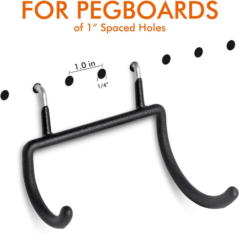 Pegboard Drill Holder - 8Pack Heavy Duty Power Tool Hangers for 1/4" Peg Board, Black Utility Hooks for Garage Workshop