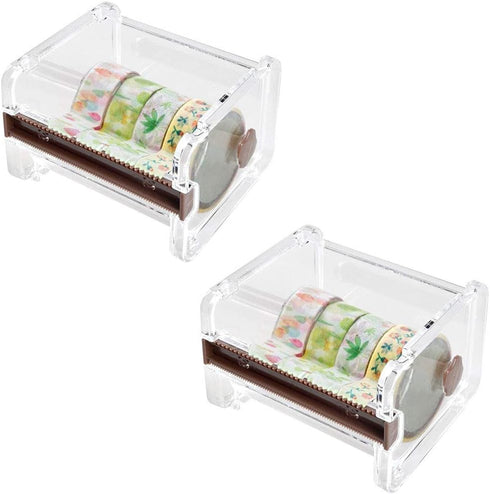 Washi Tape Dispenser Cutter, 2 Packs Roll Tape Holder Organizer, Masking Tape Desktop DIY Sticker Storage