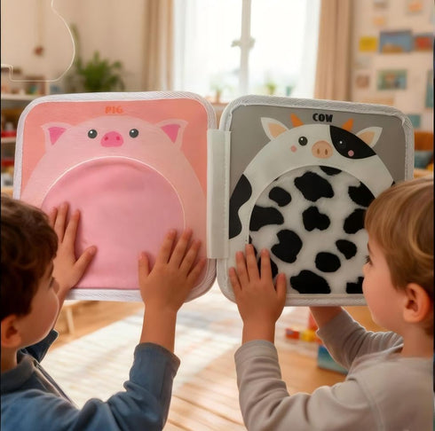 Qustikuri Cute Animal Touch Book Textured Sensory Toys for Autistic Children Disorder Fun Toys Autism Sensory Mats