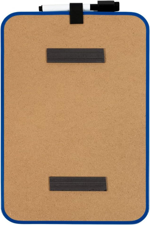 JAM PAPER Magnetic Dry Erase Foam Boards 8 x 12 with Black Board Marker, Blue Border, Sold Individually