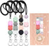 POPLOPP 4PCS Cute Lanyards for ID Badges and Keys for Women, Silicone Beaded Breakaway Lanyard with Keychain for Office