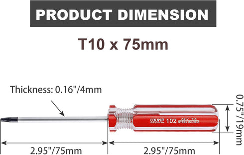 Luomorgo 1 Pc T10 Torx Screwdriver, T10 x 75mm Magnetic Tip with Insulated PVC Handle for Repairing Device