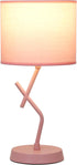LT1172-PNK 17.13" Simple Designs Metal and Modern Abstract Table Lamp with Drum Fabric Shade, Bedroom, Office, Living