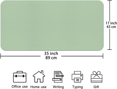 ?Boutilon Leather Mouse Pad,Extended Desk Pad for Keyboard and Mouse Non-Slip Study Desk Writing Pad Desktop Protector for Home Office Accessories,35"x 17"(L-Green) by Boutilon