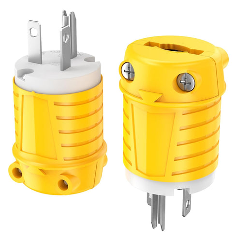 20 Amp 110V Male Electrical Plugs, Drop Cord Extension Cord Ends Replacement Connector NEMA 5-20P 120 Volt (2-Pack)