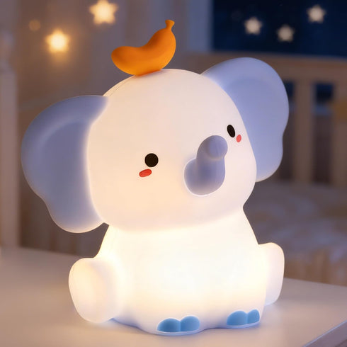 Dimmable Attivolife Elephant Night Light, Cute Elephant Squishy Silicone Touch Lamp, Nursery Bedside Room Decor