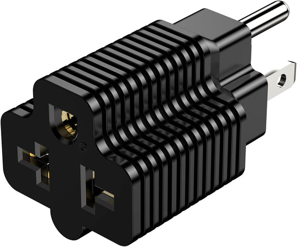 15 Amp Household AC Plug to 20 Amp Adapter, Nema 5-15P to 5-20R, 5-15P to 6-15R, T-Blade Plug Converter