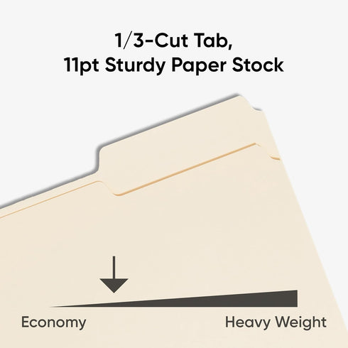 File Folder, 1/3-Cut Tab, Assorted Positions, Letter Size, Manila by Smead, 100 per Box (10330)