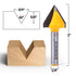 3 Set 1/4-Inch 14391q YONICO V Groove Router Bit Large Bit Shank