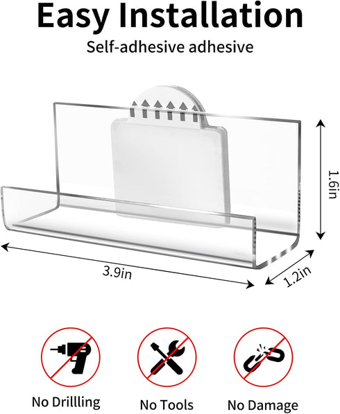 6 Album Pcs Vinyl Record Display Shelf Wall Mount, Self Adhesive Clear Acrylic Holder, Invisible Floating Shelves