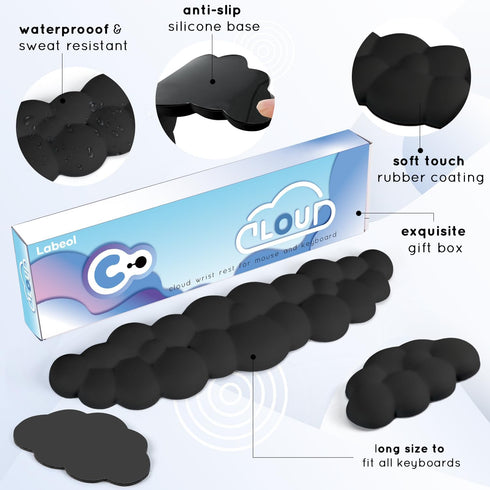 Cloud Wrist Rest for Computer Keyboard, Non-Slip Base Ergonomic Memory Foam for Typing Relief