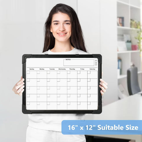 Whiteboard Calendar, 16" x 12" Double-Sided Magnetic Dry Erase Board for Wall, Kitchen, Planning, Memo