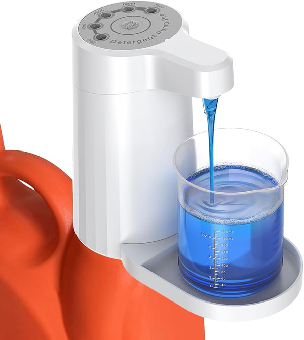 DreameHill Electric Laundry Detergent Dispenser Pump, One-Press 15-75ml, Fast Dispense from-Large-Container, Rechargeable 2Ah,