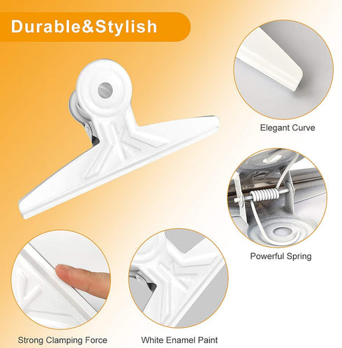 Coideal Extra Large Bulldog Clips White - 2 PCS 20cm Jumbo XL Bull Binder Paper Clip Clamps for Office