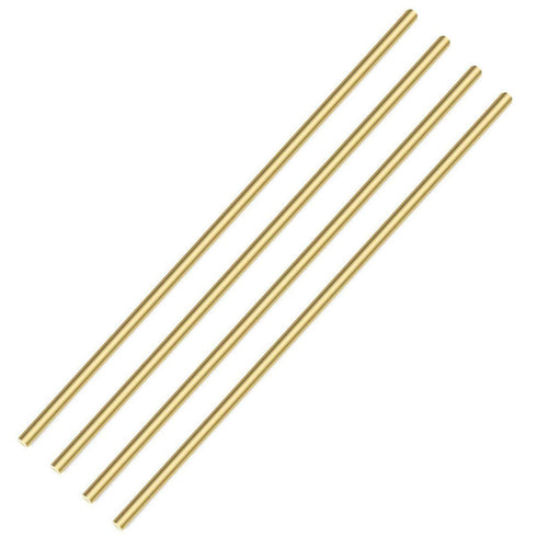 PGCOKO 4Pcs Solid Round Brass Rod Kit - Lathe Bar Stock for DIY Craft Tool, 1/4 inch Diameter, 11.8 inch Length