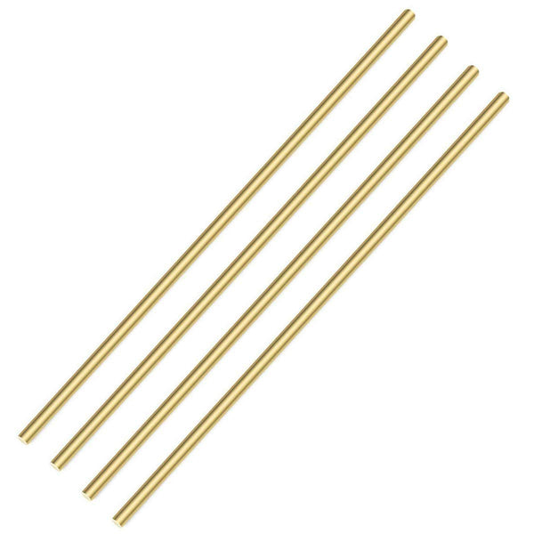 PGCOKO 4Pcs Solid Round Brass Rod Kit - Lathe Bar Stock for DIY Craft Tool, 1/4 inch Diameter, 11.8 inch Length