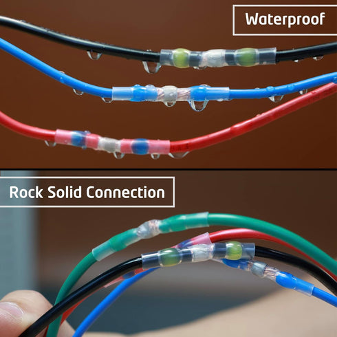 160 Pcs Solder Seal Wire Connectors Kit - Waterproof Electrical Connectors Heat Shrink Wire Connectors for Marine