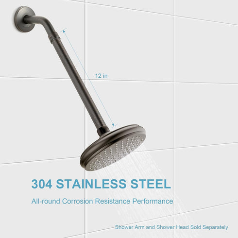 Shower Head Extension Arm, 12 Inches, Oil Rubbed Bronze, 304 Stainless Steel Shower Pipe Extension