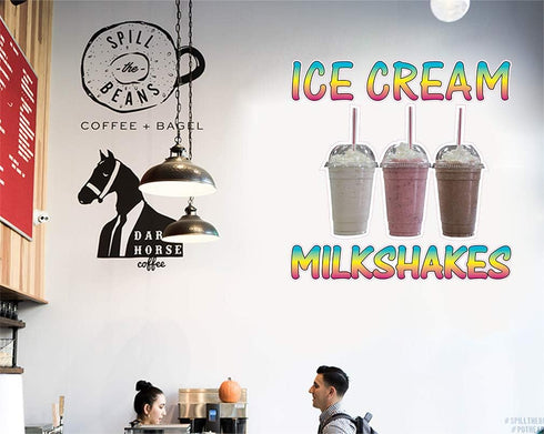 Sign Destination 24in Die-Cut Sticker Multiple Sizes Ice Cream Milk Shekes Retail Ice Cream Milk Shakes Indoor Decal