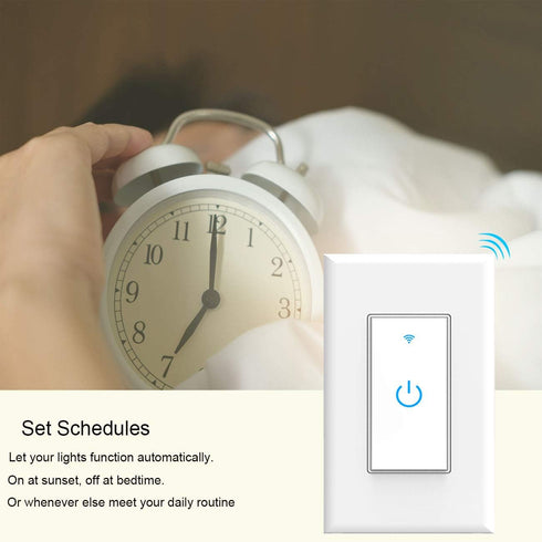 Smart Light Switch, WiFi Touch Wall Switch 1 Gang, Compatible with Alexa Google Home