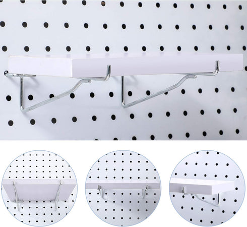 Hotop Pegboard Shelf Hooks, Metal Pegboard Shelf Brackets Kit for Art Craft Room, Kitchen, Office (8 Pieces, 6 Inch)