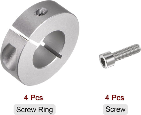 HARFINGTON 4pcs Shaft Collar, 20mm Bore Aluminum Alloy Set Screw Split Clamp-On Collars for Industry