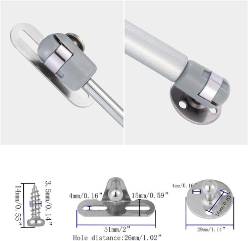 80N/18 lb 10 inch Gas Support Cabinet Hinge - Soft Open and Lower Cover Support, 2 Pack