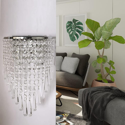 Gdrasuya10 Modern Crystal Wall Sconce Chrome Crystal Wall Lamp Crystal Wall Lighting Fixture for Living Room Besides