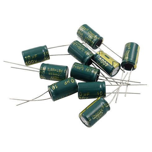 Hordion 10PCS 400V 10UF Electrolytic Capacitor, 0.39x0.63in High Frequency Aluminum Electrolytic Capacitors for