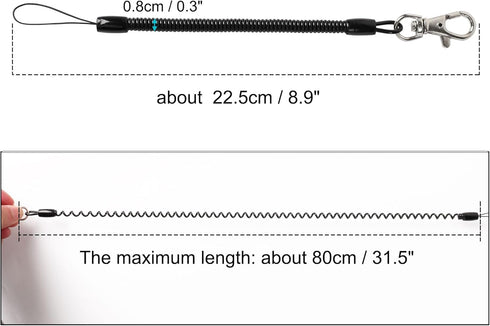 uxcell Retractable Coil Springs Lanyard, 3 Pcs Keychain Cord Holder Strap with Lobster Claw Clasps, Spiral Stretchy Anti-Theft Security Cable Rope for Keying Cellphone, Black by uxcell
