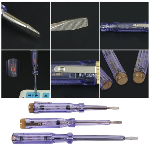 Mains Tester, 3PCS AC 100-500V Electric Tester Pen, Electrical Circuit Tester Light Voltage Detector Screwdriver