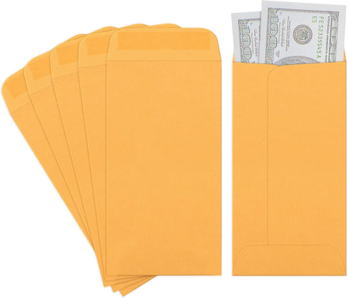 ValBox 3.5x6.5 Money Envelopes, Brown Kraft #7 Coin Envelopes for Seed, Cash, Budgeting (Pack of 100)
