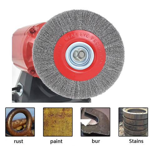 8in Bench Wire Wheel Brush for Bench Grinder, Coarse Crimped Steel Wire with Spacer Arbors - 2 Pack