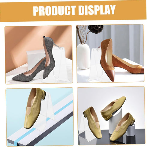 SHINEOFI 8pcs Acrylic Shoe Display Stands Small A-shape Sneaker Shelf Organizer for Retail Store High Heels Sandals
