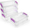 BTSKY 4 Pack Extra Large Capacity Storage Box for Pencils, Stackable Translucent Clear Desk Organizer for Office
